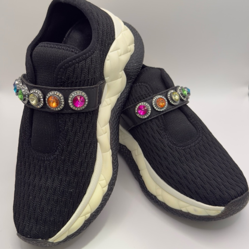 Kurt Geiger Black Sneakers with Jewel Accents